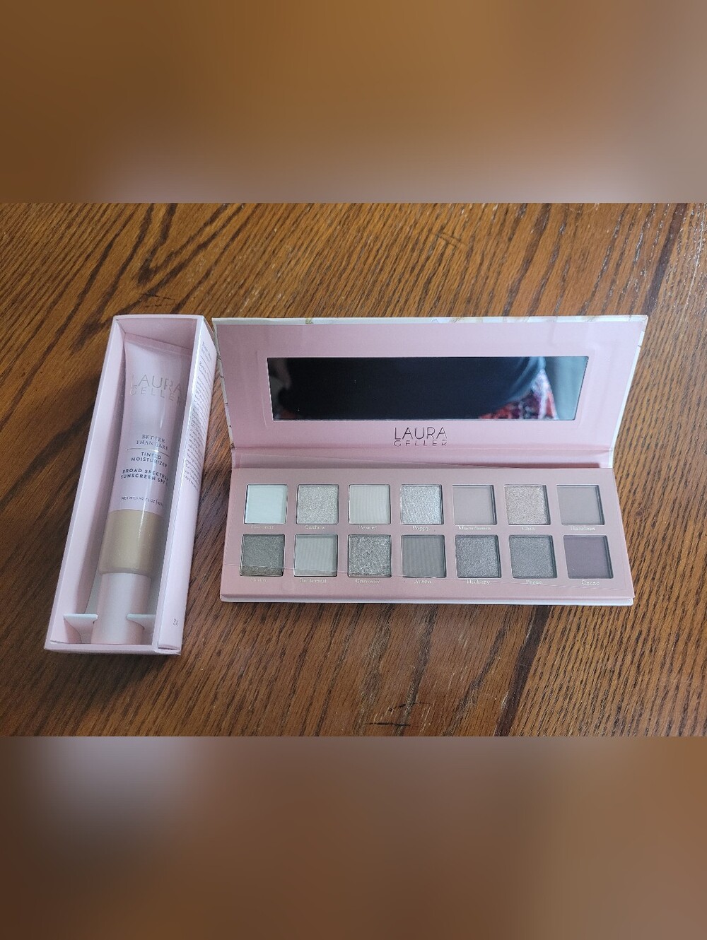 Laura Gellar Pink Neutral Eyeshadow Palette with Tinted SPF Moisturizer
